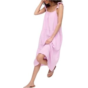 J. CREW Lilac Soft Gauze Square Neck Ruffle Strap Midi Dress Size XL